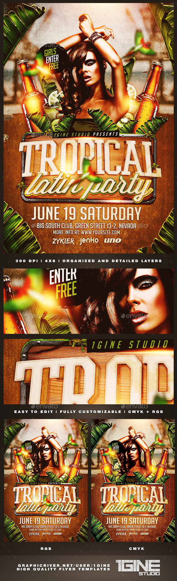 Tropical Latin Party Flyer Template - Clubs & Parties Events