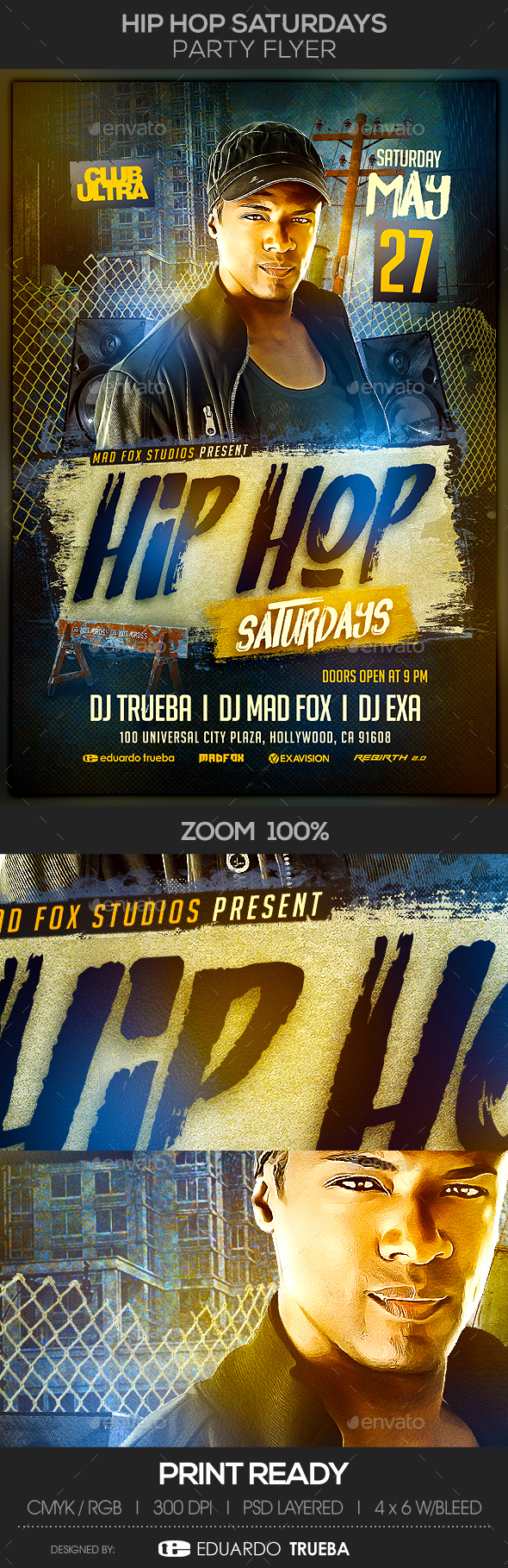 Hip Hop Saturdays Party Flyer - Clubs & Parties Events