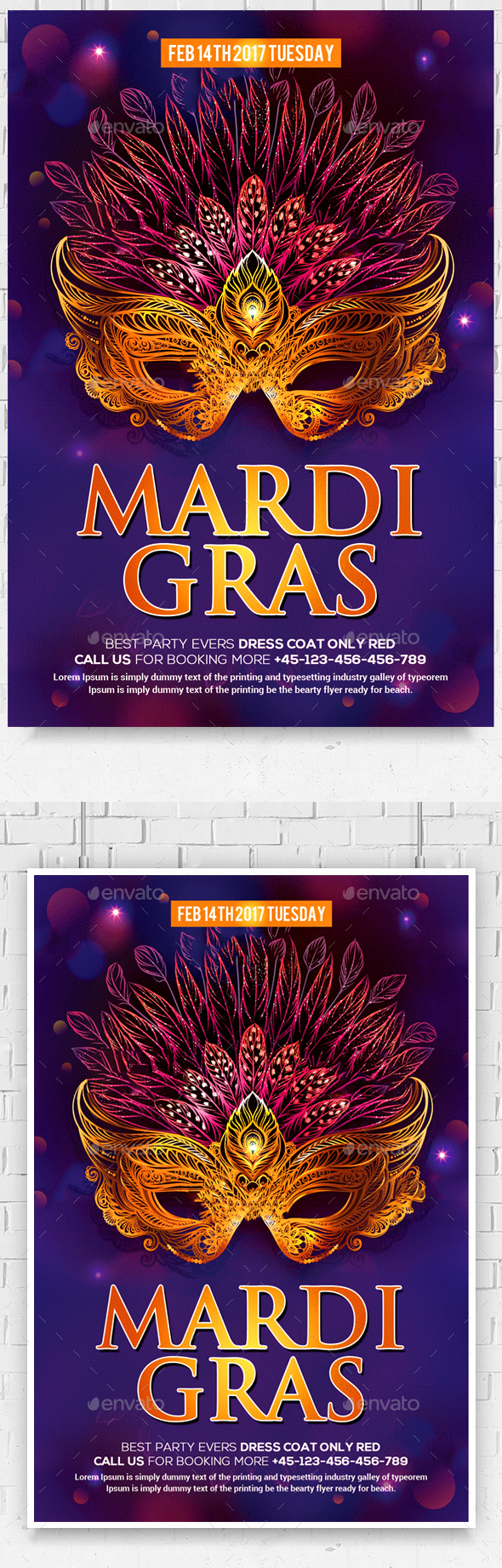 Mardi Gras Flyer - Clubs & Parties Events