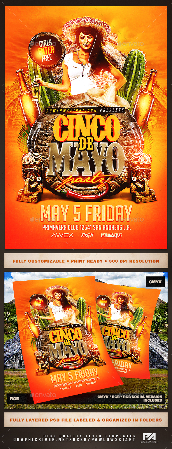 Cinco de Mayo v3 Flyer Template - Holidays Events