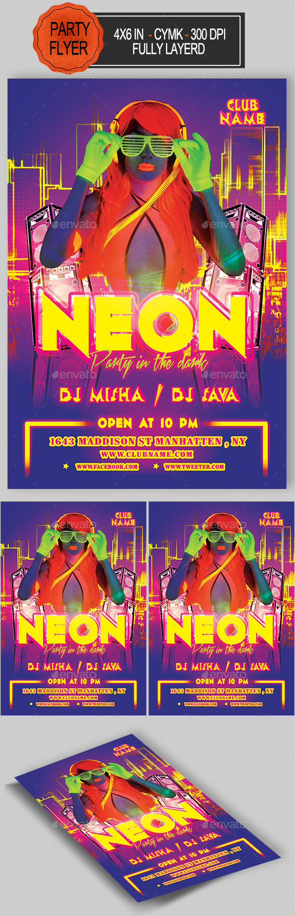 Neon Night Flyer - Clubs & Parties Events