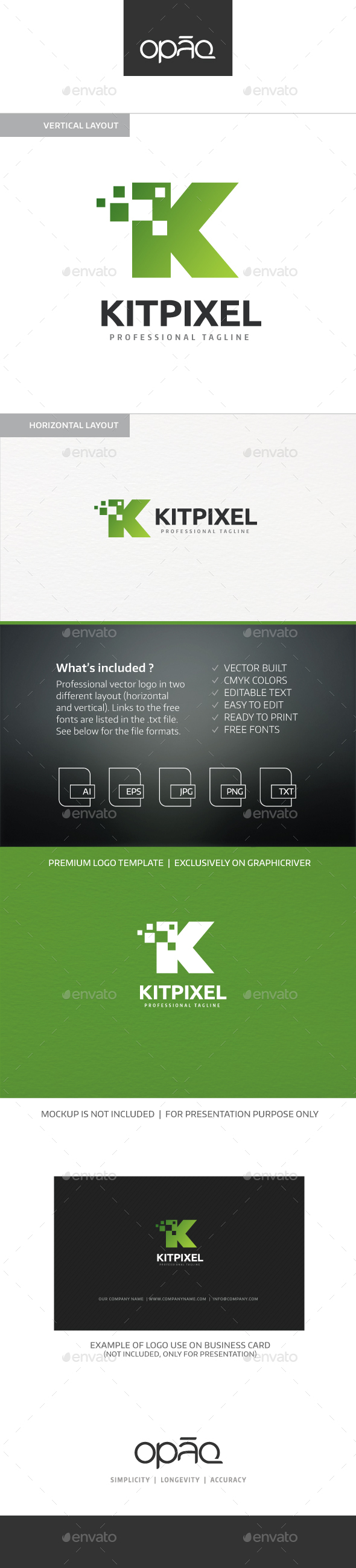 Kit Pixel K Letter Logo - Letters Logo Templates