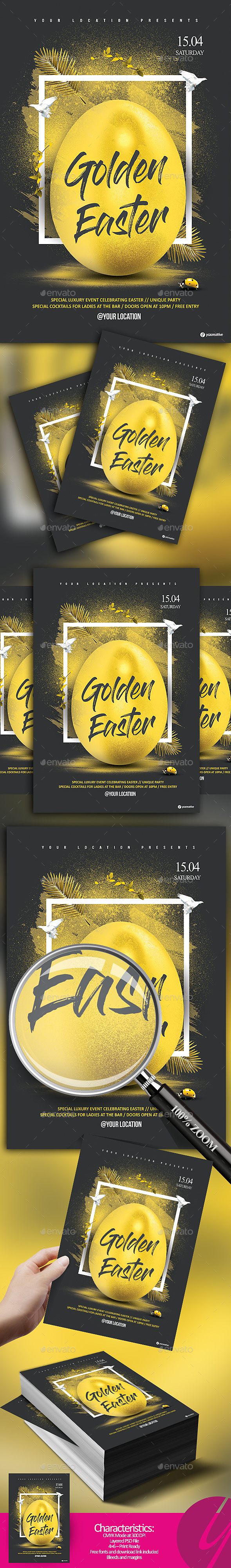 Golden Easter Flyer - Holidays Events