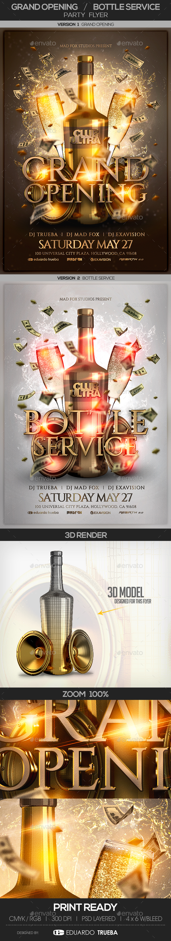 Grand Opening & Bottle Service Party Flyer - Clubs & Parties Events