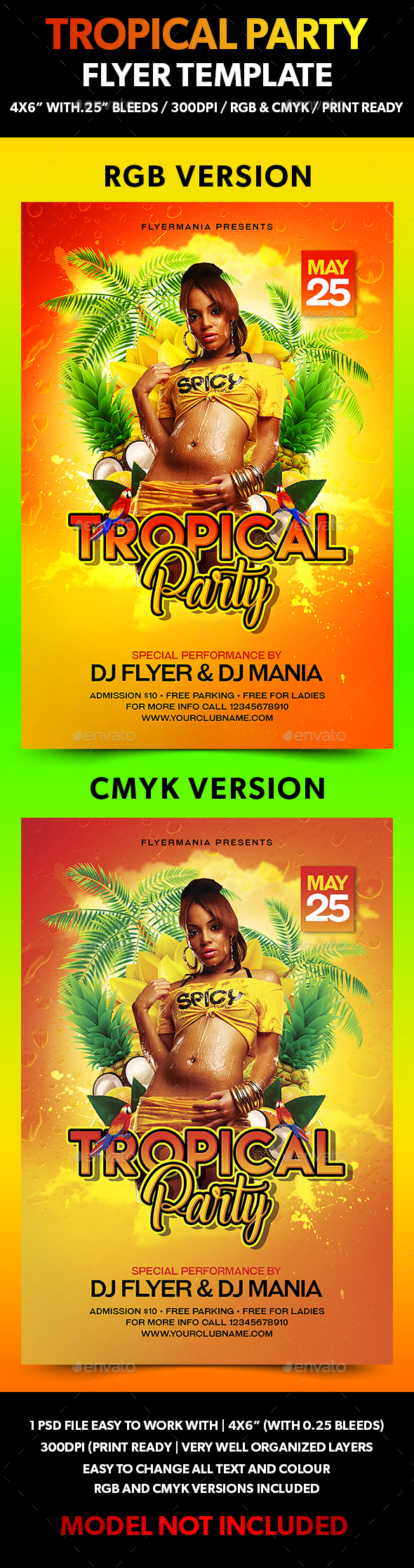 Tropical Party Flyer Template - Flyers Print Templates
