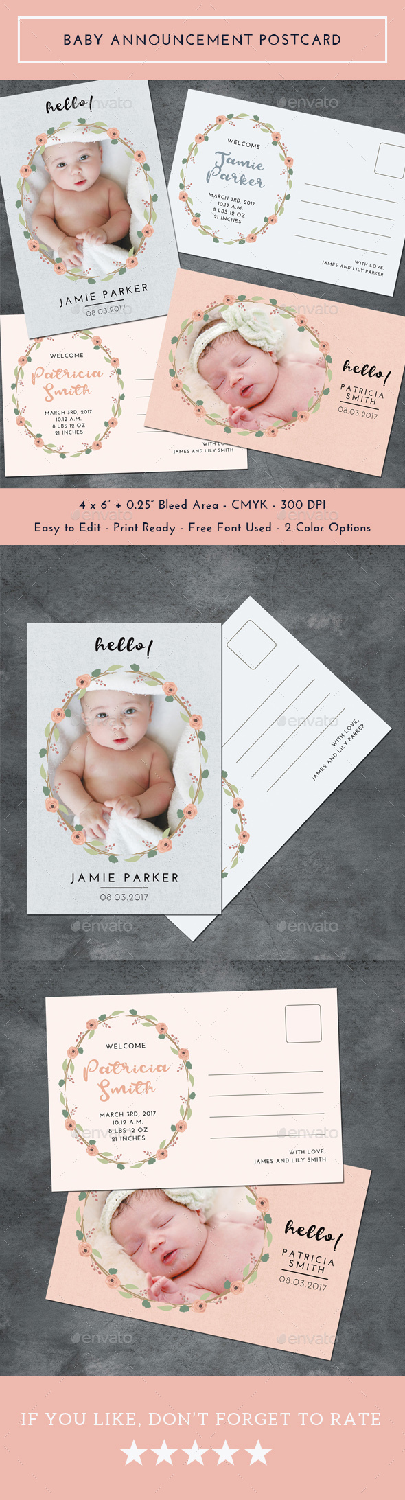 Baby Announcement Postcard - Cards & Invites Print Templates