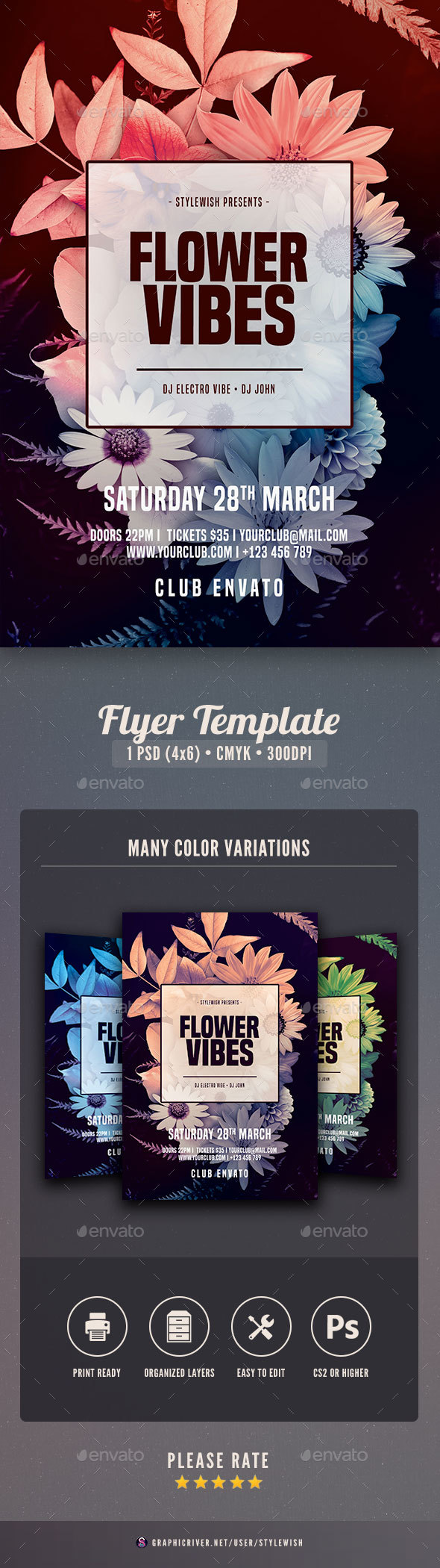 Flower Vibes Flyer - Clubs & Parties Events
