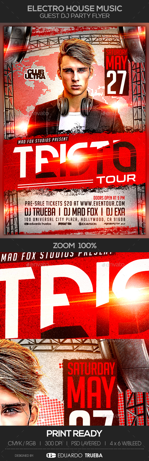 Electro House Music Guest Dj Party Flyer - Clubs & Parties Events
