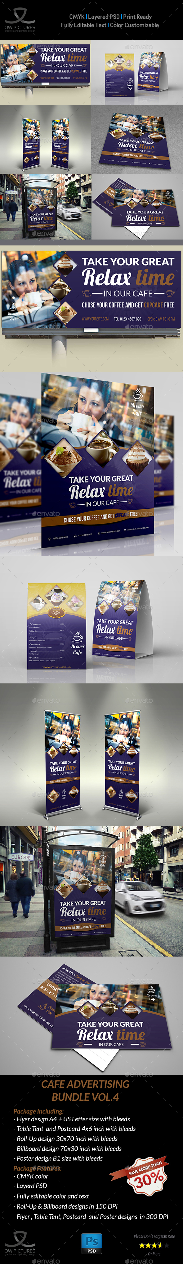 Cafe - Coffee Shop Advertising Bundle Vol.4 - Signage Print Templates