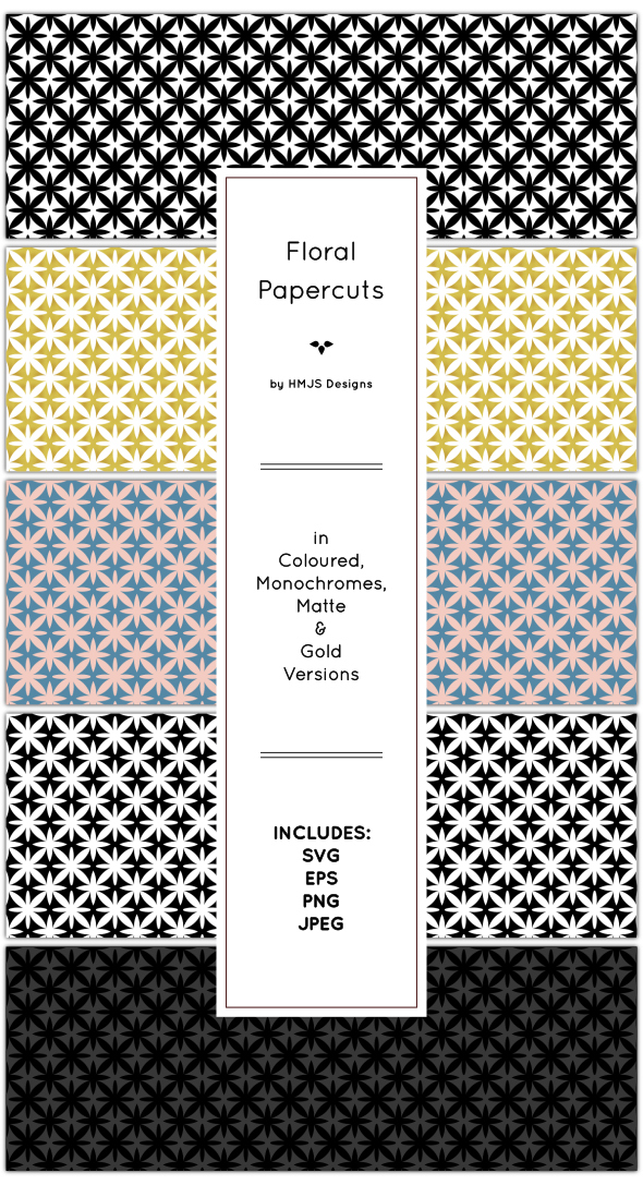 Floral Papercut Patterns - Textures / Fills / Patterns Illustrator