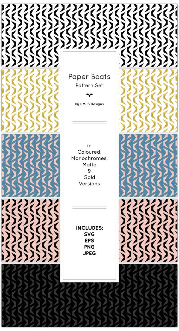 Paper Boats Pattern Set - Textures / Fills / Patterns Illustrator