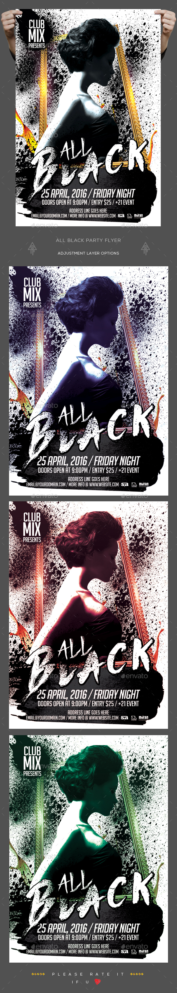 All Black Party Flyer - Clubs & Parties Events