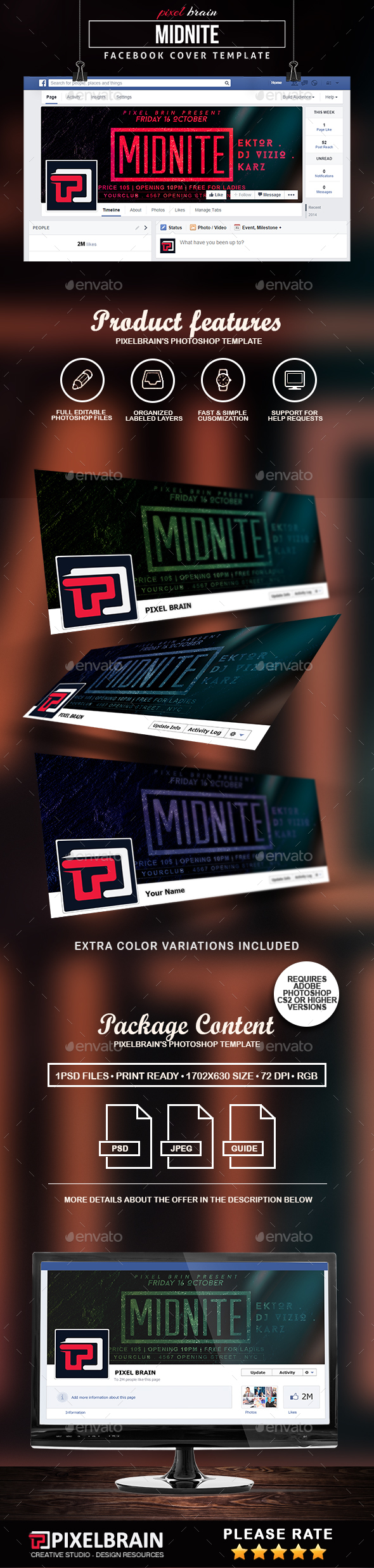 Midnite Facebook Cover Template - Facebook Timeline Covers Social Media