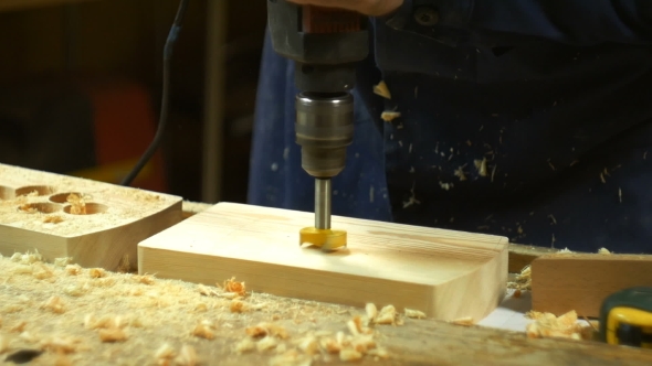 Drilling a Hole Into Wood.