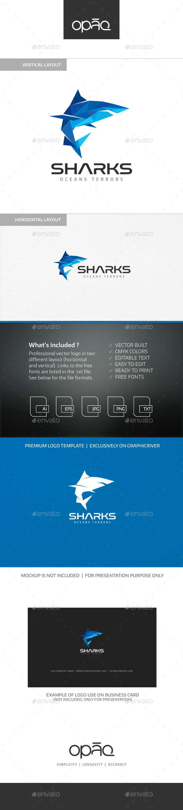Shark Polygons Logo - Animals Logo Templates