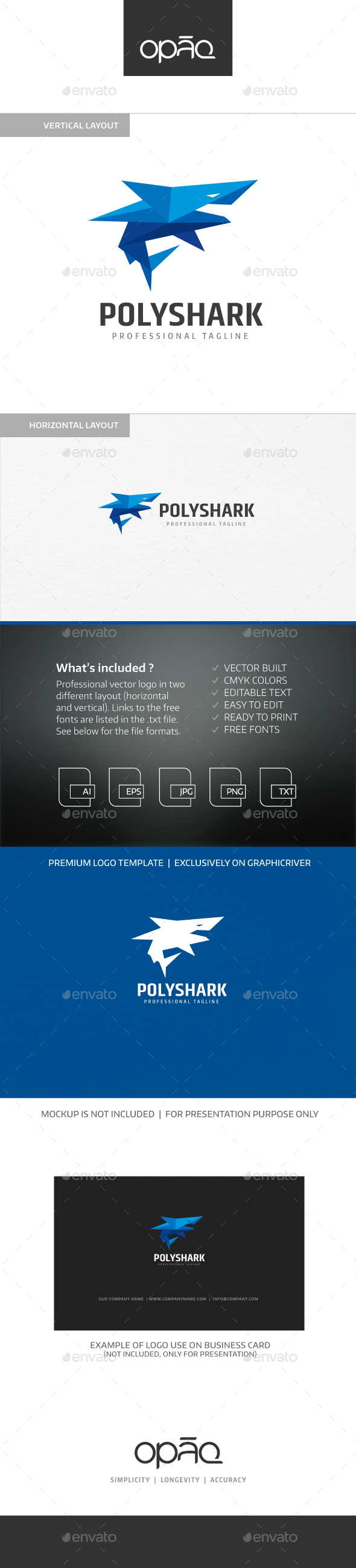 Polygons Shark Logo - Animals Logo Templates