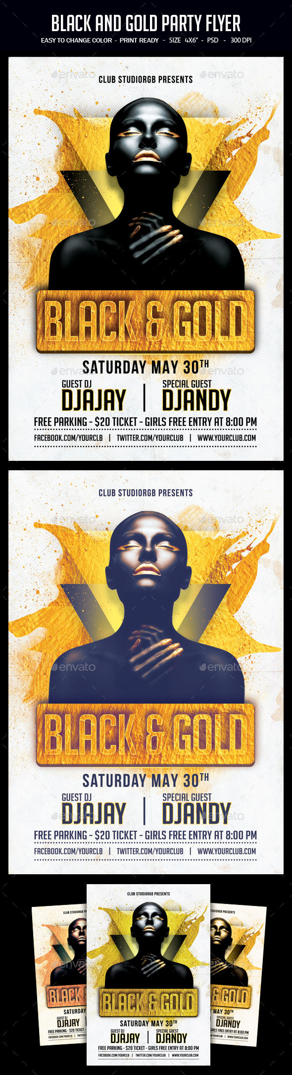 Black And Gold Party Flyer - Clubs & Parties Events