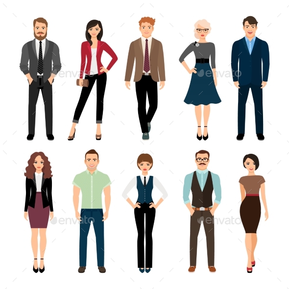 Casual Office People Icons Set - People Characters