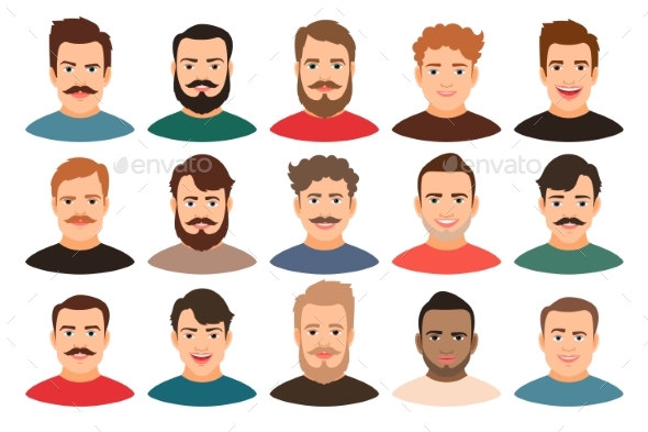 Cartoon Young Guy Portraits - People Characters