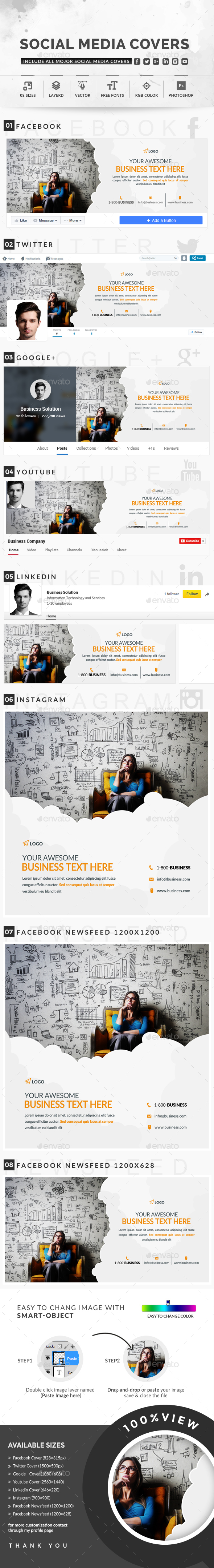 Social Media Covers - Social Media Web Elements