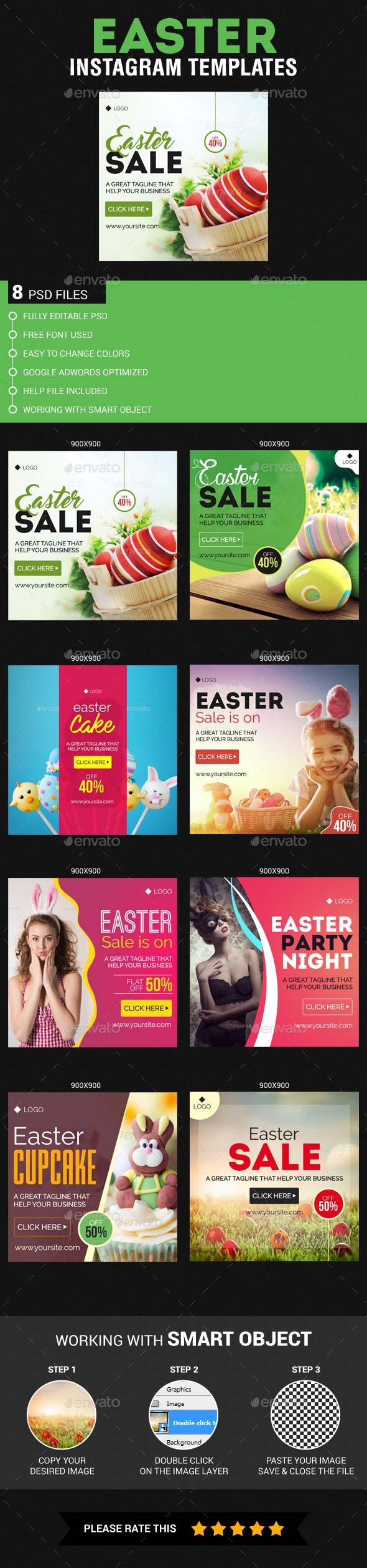 Easter Instagram Templates - Banners & Ads Web Elements