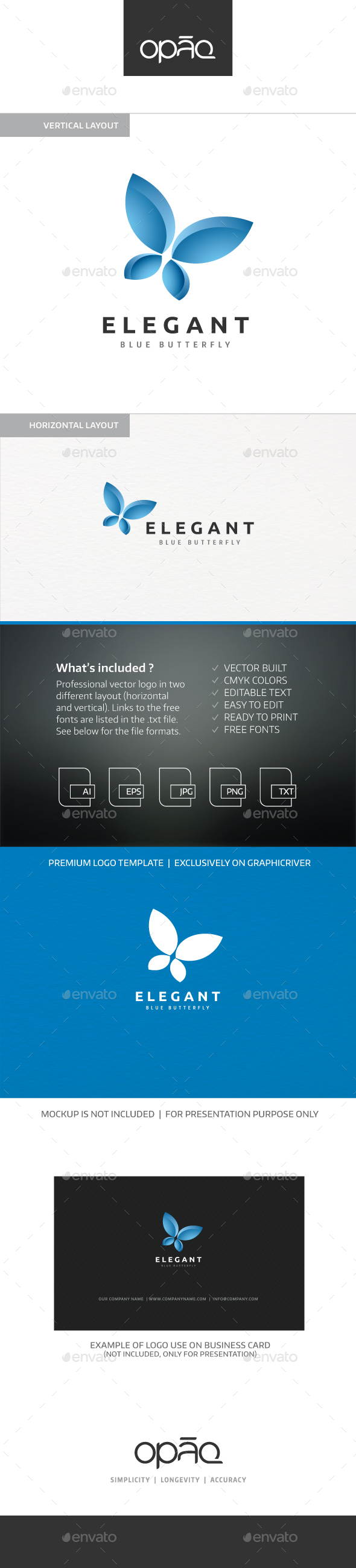 Blue Butterfly Wings Logo - Animals Logo Templates