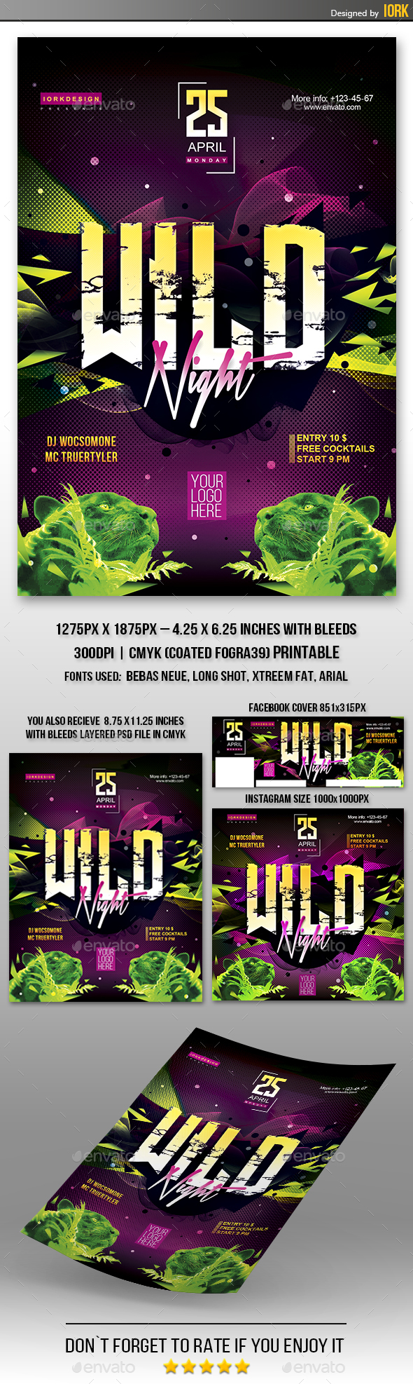 Club party. Wild Night flyer, poster and web banners. - Clubs & Parties Events