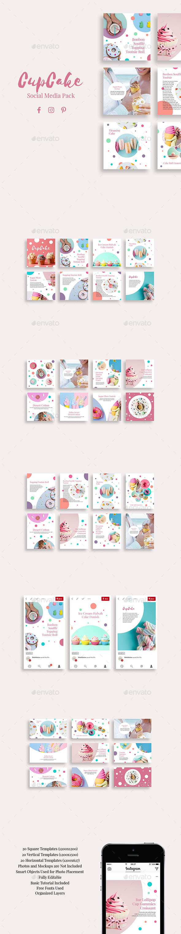 CupCake Social Media Pack - Social Media Web Elements