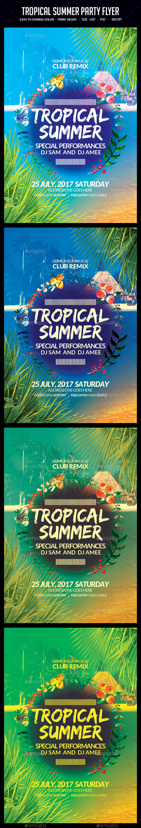 Tropical Summer Party Flyer - Clubs & Parties Events