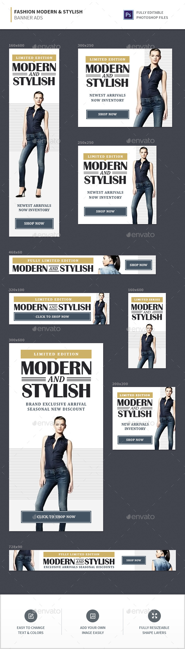 Fashion Stylish & Modern Banner Ads - Banners & Ads Web Elements