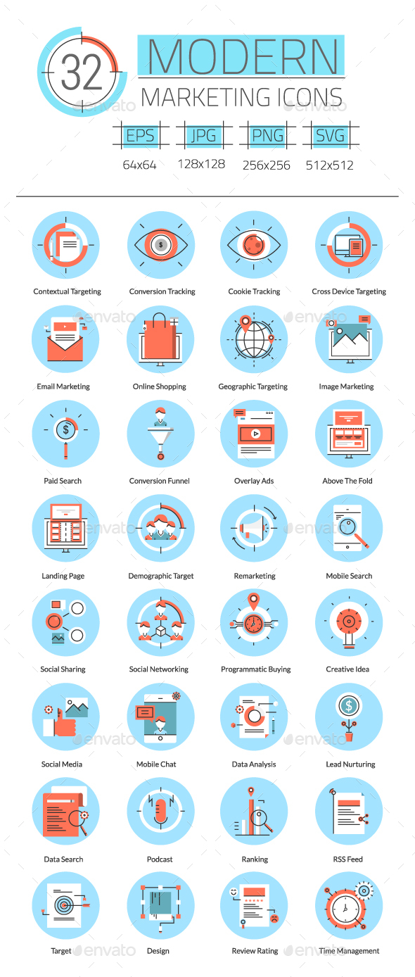 32 Modern Marketing Icons - Web Icons
