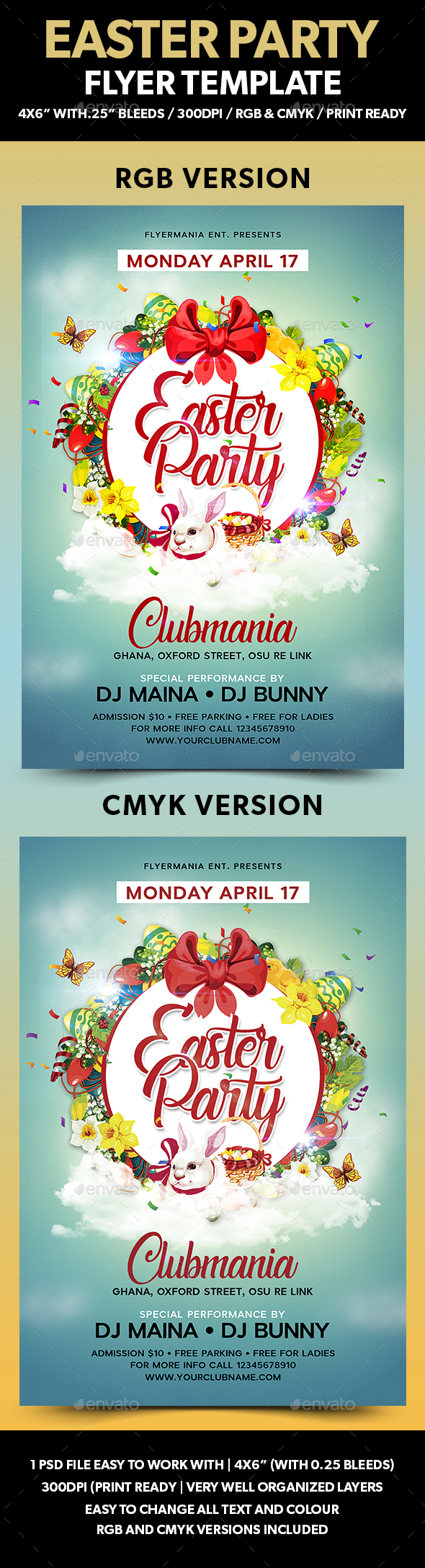 Easter Party Flyer Template - Holidays Events