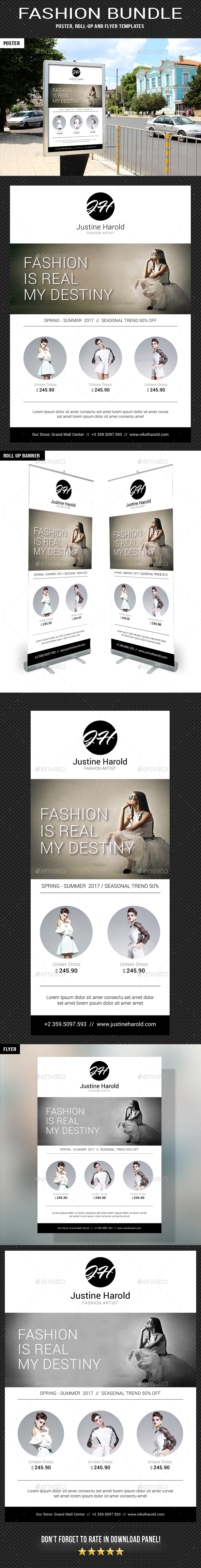 3 Fashion Poster Flyer Banner Bundle - Signage Print Templates