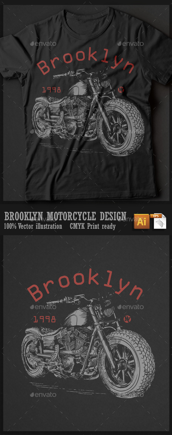 Brooklyn motorcycle design - T-Shirts