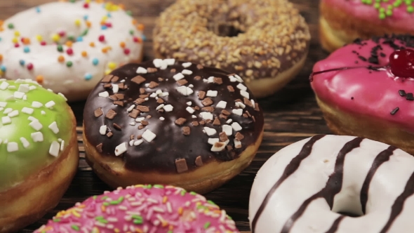 Donuts with Different Fillings on the Table