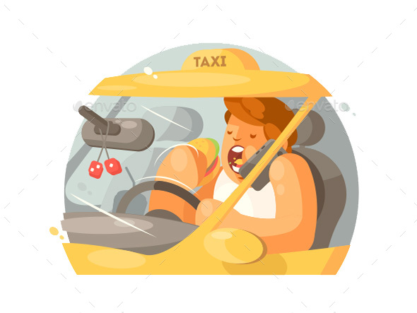 Taxi Driver Driving - People Characters