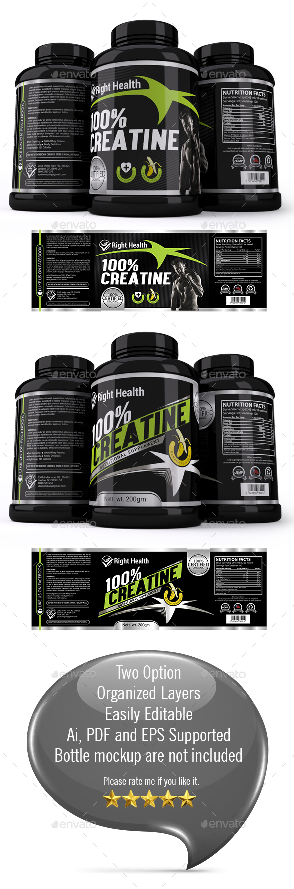 Supplement Label Template 006 - Packaging Print Templates