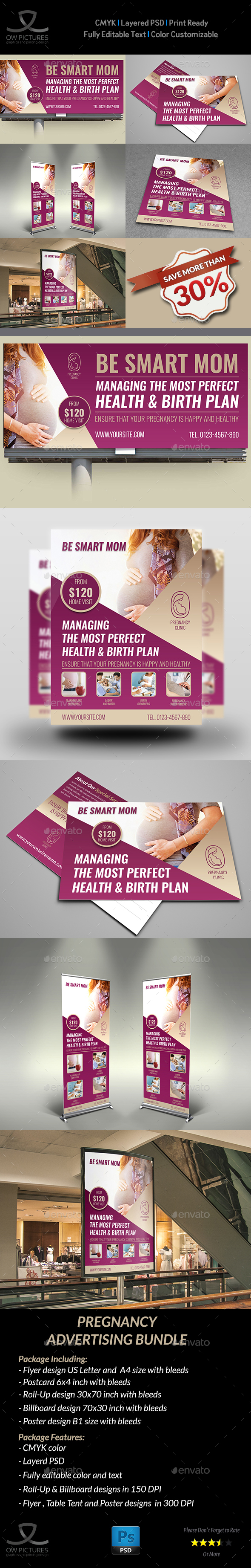 Pregnancy Advertising Bundle - Signage Print Templates