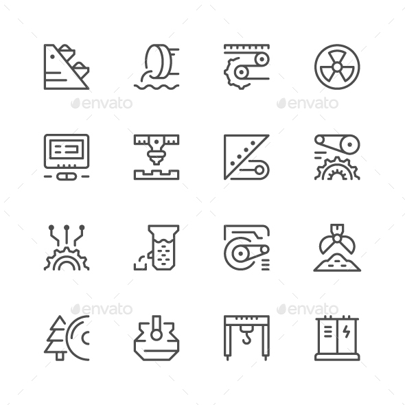 Set Line Icons of Industry - Man-made objects Objects