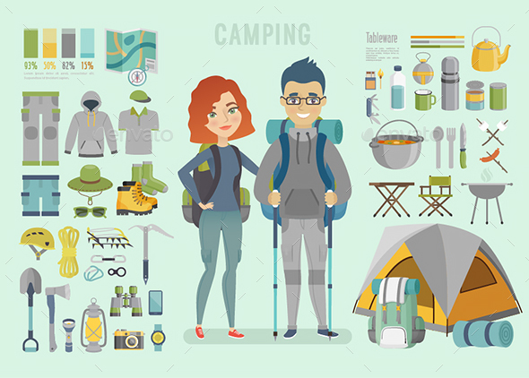 Camping Infographic. - Travel Conceptual