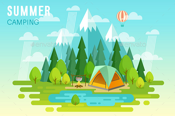 Summer Camping Graphic Poster. - Travel Conceptual