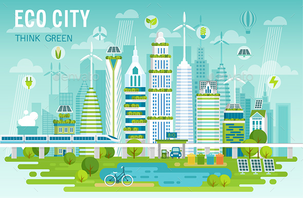 Eco City Skyline - Buildings Objects