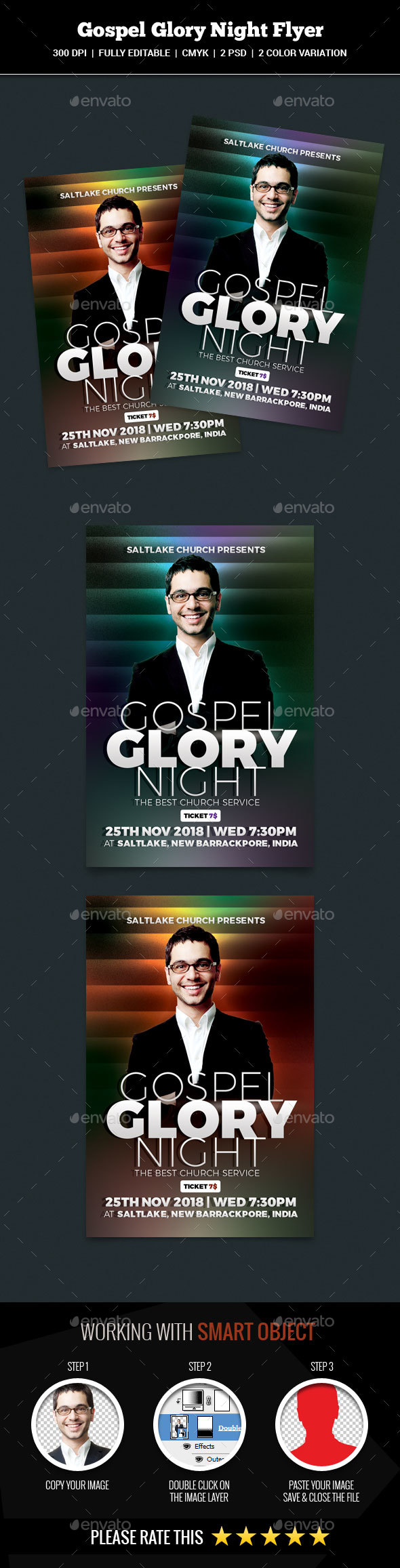 Gospel Glory Night Flyer - Church Flyers