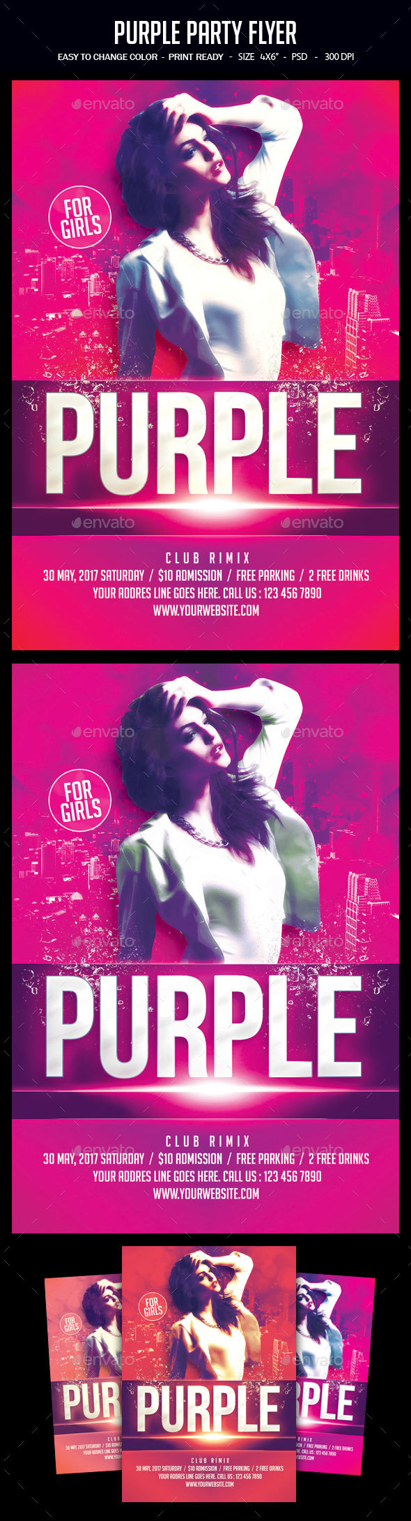 Purple Party Flyer - Clubs & Parties Events