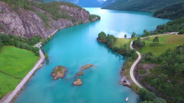 Lovatnet Lake Beautiful Nature Norway. alt