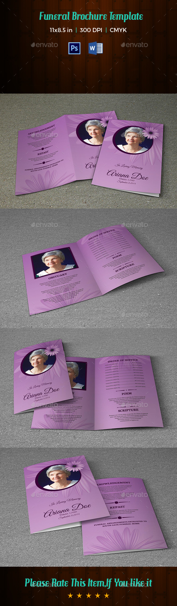 Printable Funeral Program Template-V160 - Informational Brochures