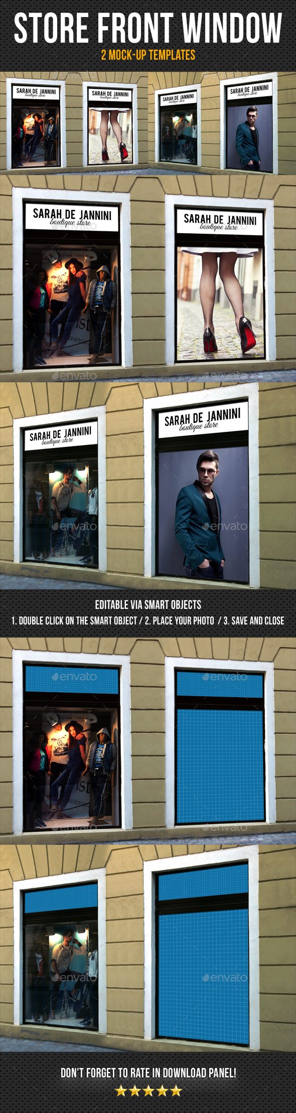 Store Front Window Mock-Up Pack 05 - Posters Print