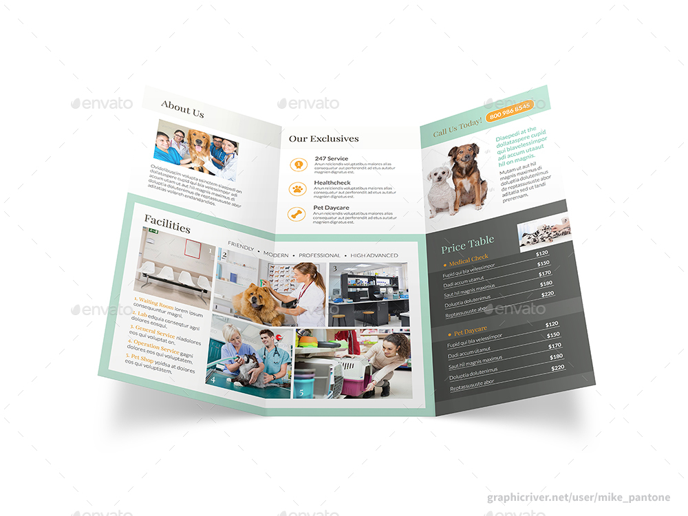 vet center trifold brochure by mike_pantone graphicriver table tri fold flyers