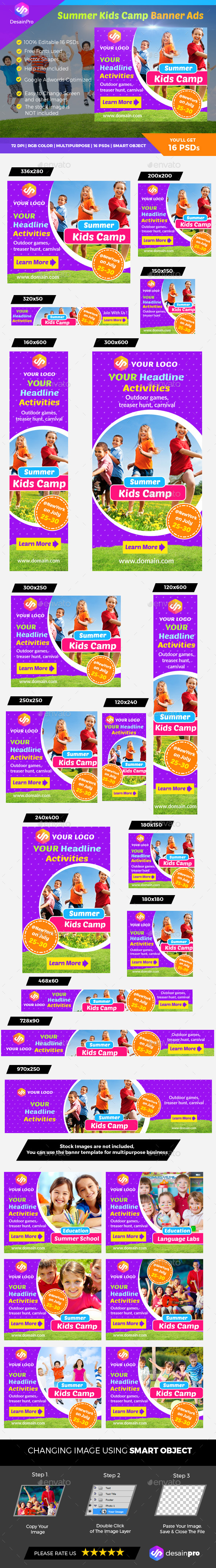 Summer Kids Camp Banner - Banners & Ads Web Elements