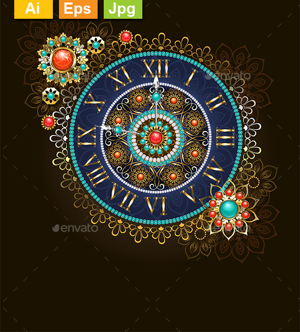 Clock with Beads - Decorative Symbols Decorative